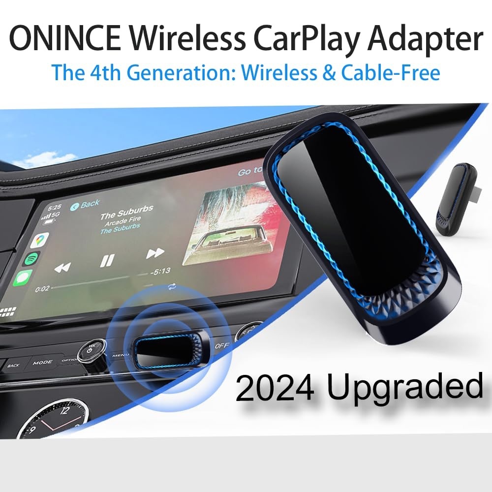 ONINCE USB CarPlay Wireless Adapter 4.0 Upgraded GPS Navigation Music Siri Calls